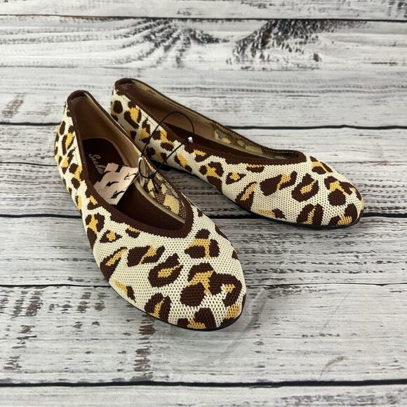 See Havan Loafers Flats Shoes sz 6.5 Brown Gold Cheetah Leopard Stretch Comfort - Picture 2 of 7